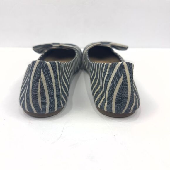 Time and Tru Womens Blue and White Striped Bow Ballet Flats Sz US 9.5/EUR 41.5 - Picture 5 of 11